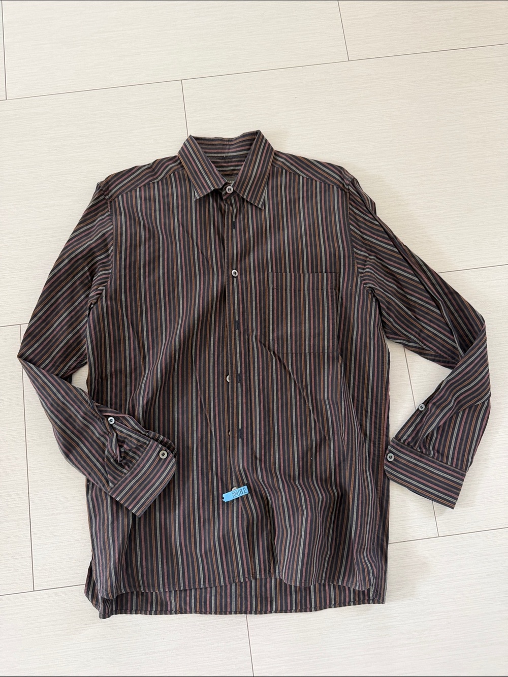 Ermenegildo Zegna Brown and Black Striped Long-Sleeve Button-Down Shirt
